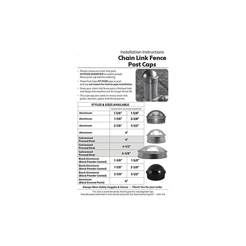 2-7/8" Chain Link Fence Post Cap - Use for 2-7/8"