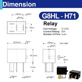 2PCS Automotive Relay, G8HL-H71 39794-SDA-A03 39794-SDA-A05 12VDC, Compatible for 2003-2014 Accord 2006-2014 Civic 2007-2014 Acura MDX CR-V CR-Z Element Car