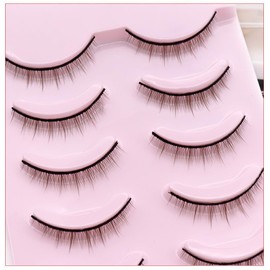 Natural Look False Eyelashes Nude Makeup Cross 5-7mm Fake Eye Lashes Brown Color 5 Pairs LASGOOS Lightweight Short Daily Wear Lash Salon Eye Makeup Wholesale