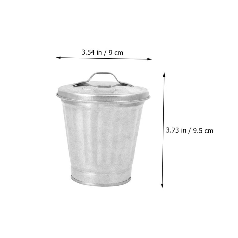 CHILDWEET Compact Metal Trash Can with Lid Small Bedroom Desktop
