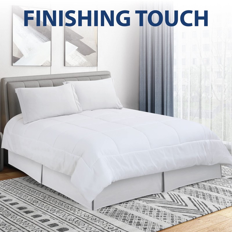 Cathay Home Falda de Cama Plisada de Microfibra de Doble