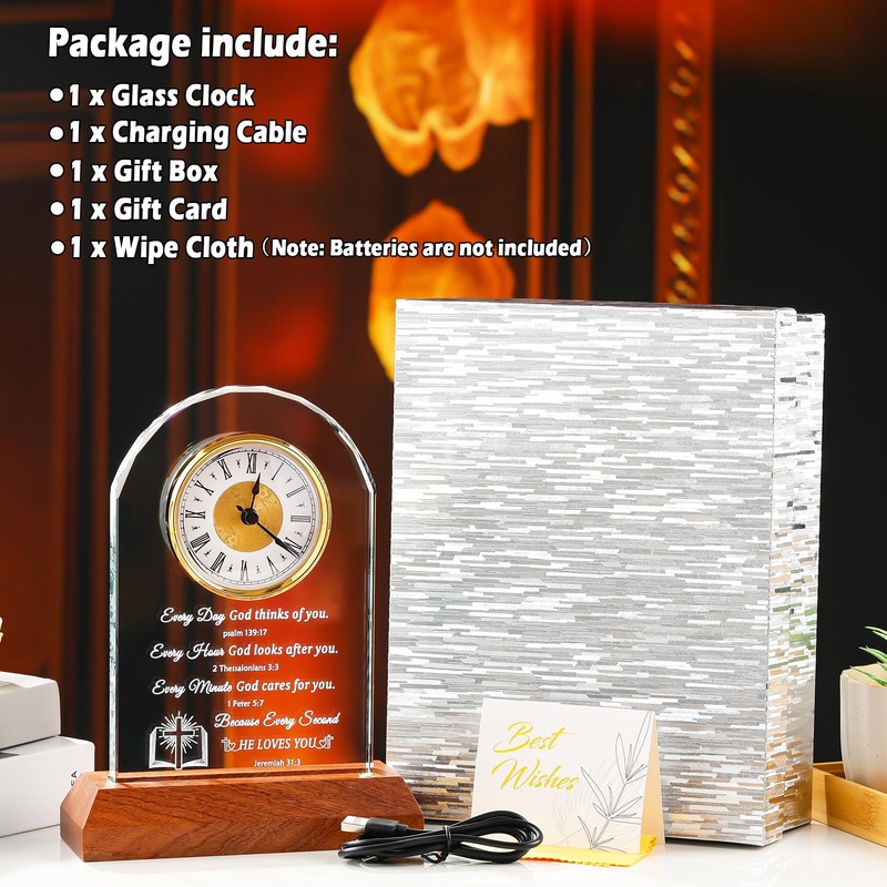 Arikyrist Glass Clock Christian Gifts for Women Men Spiritual Gift