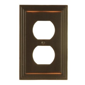 AMERELLE 84DVB Steps Single Duplex Cast Metal Wallplate in Aged Bronze