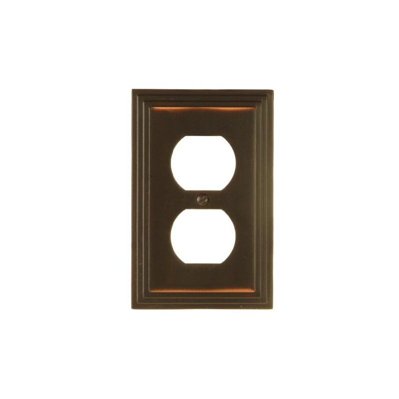 AMERELLE 84DVB Steps Single Duplex Cast Metal Wallplate in Aged