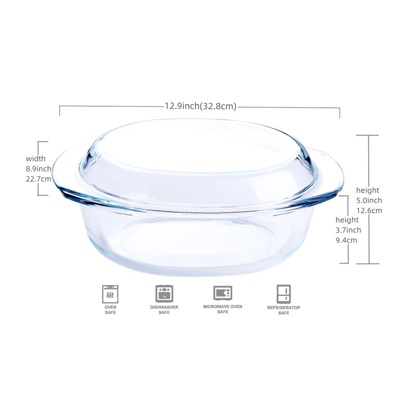 Oval Tempered Glass Casserole Dish, Tough Glass Casserole Baking Dish