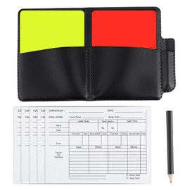QGH Soccer Referee Card Kit: Warning Red Yellow Cards with PU Leather Case, Recording Papers & Pencil - Referee Kit for Football, Volleyball, Rugby, Baseball – Essential Coaches Accessories