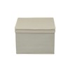 Household Essentials Square KD Storage Box With Lid, Cream Linen