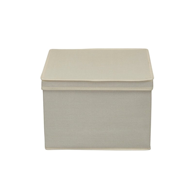 Household Essentials Square KD Storage Box With Lid, Cream Linen