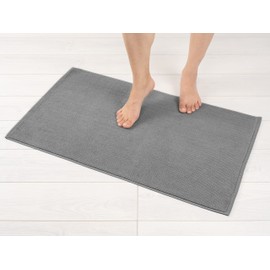 American Soft Linen Bath Rug, 20 in 34 in 100% Cotton Bath Mats Rugs for Bathroom, Slip Reducer Washable Shaggy Form Area Rugs, Light Grey Bath Rug