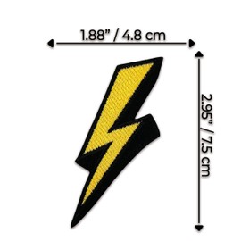 Lightning Bolt Iron On Patch - Embroidered Lightning Bolt Applique Appliques Iron On Sew On Patches for Holes, Clothing, Jeans, Hat, Backpacks, Clothes, Hats, Jackets (3")
