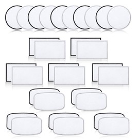 30 PCS Sublimation Patches Fabric Iron on Patches for Clothes, 3 Shapes Blank Repair Patch for Hats Round Rectangle Sublimation-Patches for Caps Backpack DIY Crafts Clothing (Black and White Frame)