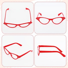 Sdfvsdg 50s Set 50's Costume Accessories Chiffon Scarf Cat Eye Glasses Bandana Tie Headband Earrings for Cosplay Party