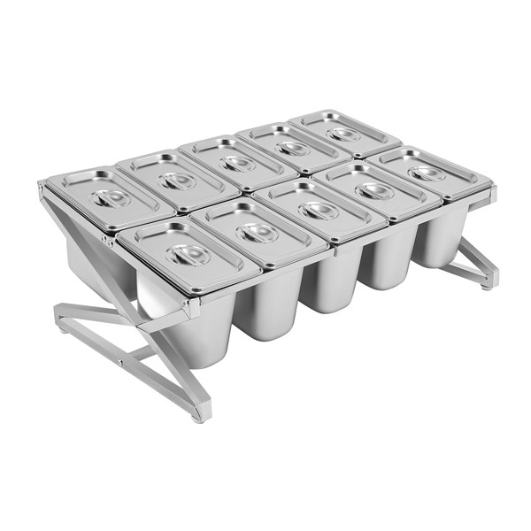 QUEMARQUE Pizza Topping Station - 10 Grids Stainless Steel Spice