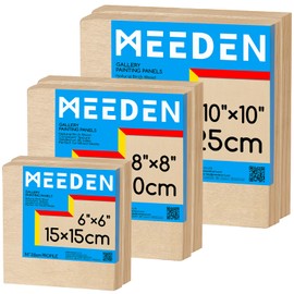 MEEDEN Unfinished Wood Canvas Kit: 1-1/2" Deep 6x6 8x8 10x10 Wooden Canvas Panel - 6 Pcs of Cradled Wood Art Boards for Pouring Art, Crafts, Painting