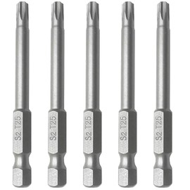 generic 10PCS T25 Torx Screwdriver Bit, 1/4 Inch Hex Shank 65mm Long, S2 Steel Magnetic Torx Screwdriver Set Tool, Silver