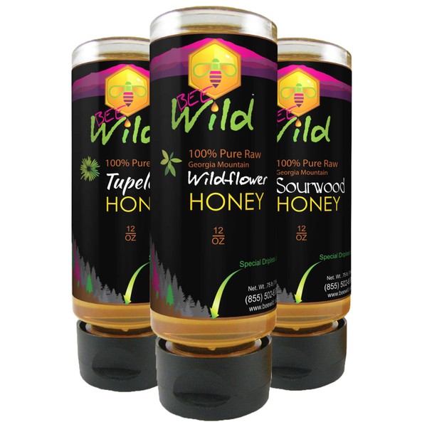 Bee Wild (formerly Organic Mountains) Honey Connoisseur's Tasting Set - Sourwood - Wildflower - Tupelo