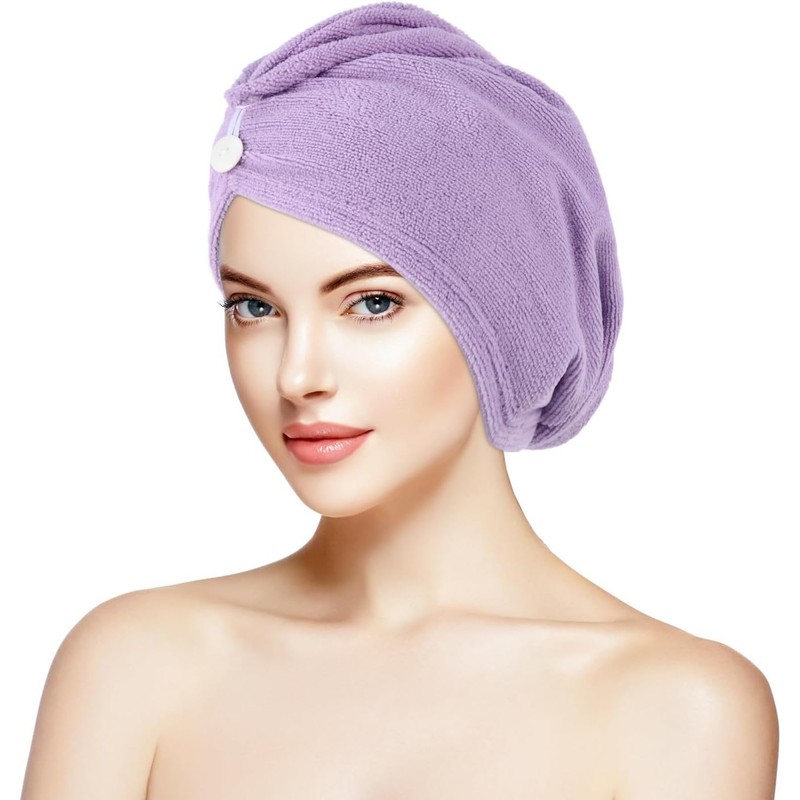 Homoyoyo Toalla de Microfibra Púrpura para Secado Rápido del Cabello