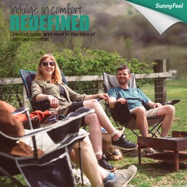 SUNNYFEEL Oversized Heated Camping Chair 2 Pack, Folding Rocking Camping Chairs with Luxury Padded Recliner,Carry Bag, 500 LBS Heavy Duty for Lawn/Outdoor/Picnic/Patio, Portable Rocker Camp Chair