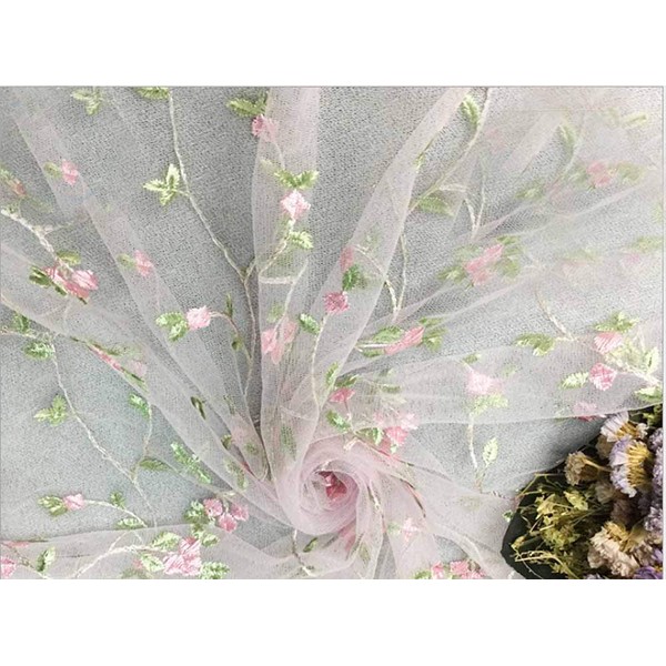 IRIZ 120*90CM Japanese Style Embroidery Mesh Daisy Skirt Dress Lace Fabric (L11)