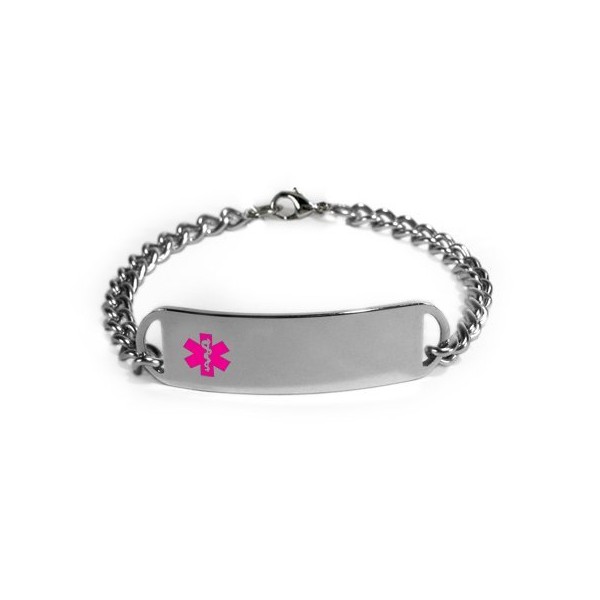 MIGRAINES Medical ID Alert Bracelet with Embossed Emblem from Stainless Steel. D-Style, Premium Series.