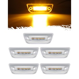 Partsam 5pcs 9 LED Cab Light Truck Trailer Cab Marker Clear Lens Top Roof Running Reflective Lights Assembly Compatible with Peterbilt 579 & Heavy Trucks T680, T770, T880 Cab Lights