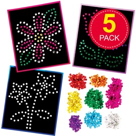 Baker Ross Flower Sequin Craft Pictures - Pack of 5, Kids Crafts (AT386), 14 x 16 cm