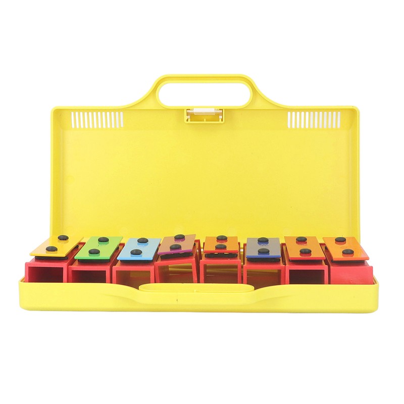 8 Note Colorful Resonator Bells with Case Removable Plates Plastic