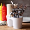 dine@drinkstuff Double Bucket Condiment Caddy - White Galvanised Steel Cutlery