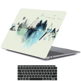 LanBaiLan - Funda para MacBook Air de 13 pulgadas con visualización Retina Touch ID de 13 pulgadas, color negro, plástico recubierto de goma
