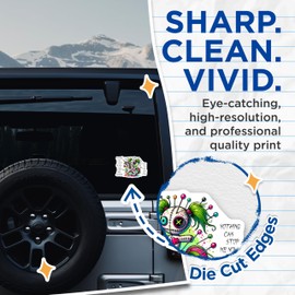 (2 Pack) Voodoo Unicorn Stickers - Creepy Cute - Rainbow Humor Decals - 5" On Longest Side - Sticks to Smooth Flat Surfaces - Made in USA - BMCS10508