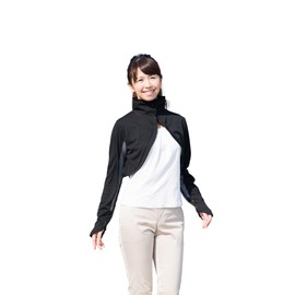 Mrs. Ale Women's UV Protection Bolero Cardigan, Stand-up Collar, Neckline, Sun Protection, Stretch, Long Sleeve, Finger Hole, Haori, Cooling Protection, Stylish, UV Protection Bolero, Black