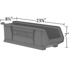 Akro-Mils 30284 Super-Size AkroBins Plastic Storage Bins, Space-Saving Stackable Bins for Garage, Classroom, Warehouse Organization, 24-Inch L x 8-Inch W x 7-Inch H, Clear, 4-Pack