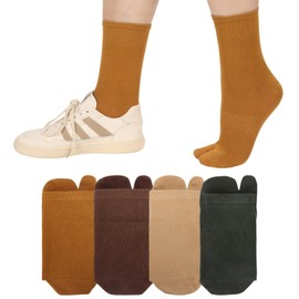 JKXOJKX Women's Tabi Socks, Cotton, Socks, 2 Toe Socks, Odor Resistant, Breathable, Sweat Absorbent, Deodorizing, Business, Casual, Sports, Two-Toe Socks, Women's, Foot Cover, Crew Length, Four