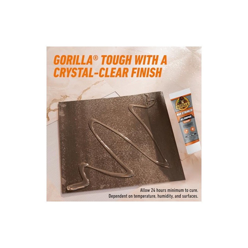 Gorilla Max Strength - calcomanía de construcción, pegamento transparente, tubo