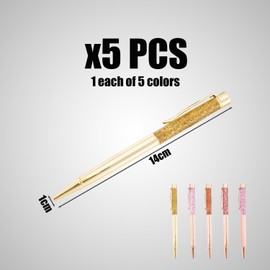 NyxSeat Pack of 5 Chic Ballpoint Pens, Clickable Retractable Ballpoint Pens, Metal Glitter Ballpoint Pens for School, Office, Drawing, Black Ink Retractable Pen for Students