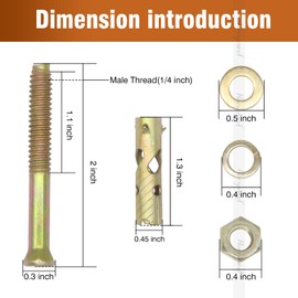 Horiznext 1/4" x 2 inch Carbon Steel Antiskid Sleeve Anchor, zinc Plated Non-Slip Expansion Anchors for Concrete Base Wall Furniture (30 pcs)