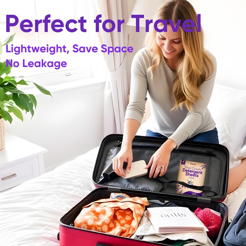 Travel Laundry Detergent Sheets Eco-friendly 120 Loads Fisroa Clothes Washing