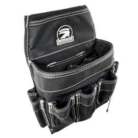 Gatorback B201 Professional Electricians Pouch. Tool Belt Ready Durable Electrician Pouch with 18 Pockets and Tape Chain