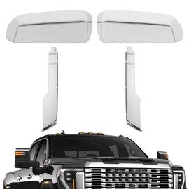 84468905 Chrome Tow Caps Tow Top+Side Clip-On Mirror Caps Sliver fits Silverado Sierra 2500HD 3500HD 2020-2025 Lower+Upper Door Mirror Replaces 84468911