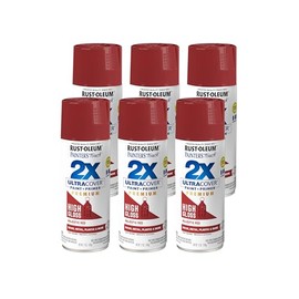 Rust-Oleum 272272- Painter's Touch 2X Ultra Cover Spray Paint, 12 oz, Majestic Red, 6 Pack