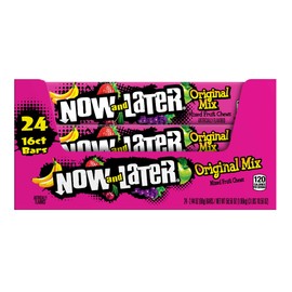 Now & Later 24 Piece Original Taffy Chews Candy, Mixed Fruit, 2.44 Ounce