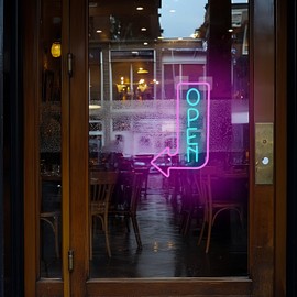 Looklight Open Arrow Neon Sign for Wall Decor Blue Pink LED Light Sign Decoration for Shop Bar Cafe Party Bookstore Supermarket gym, Get Your Business Seen Day or Night