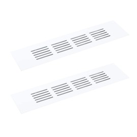 Geesatis 8 x 2 inch / 200 x 50 mm Rectangle Shape Mesh Air Vent for Cabinet Shoe Cabinet Hardware Accessories Ventilation Cover, with Mounting Screws, White, 2 Pcs
