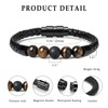 Leather Cremation Memorial Urn Bracelet Lava Stone 316L Stainless Steel