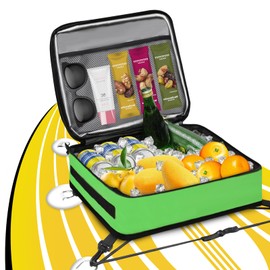 Qozabualy Paddle Board Cooler Bag, Insulated SUP Cooler Deck Bag with Mesh Zipper Pocket & 4 Securing Clip Strap, Waterproof 10 Can SUP Cooler for Paddle Board, SUP, Kayak