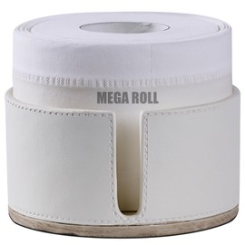 Beige Leather and Wood Textures Toilet Paper Holder Stand for Bathroom Countertop or Floating Shelves,Toilet Top Decorative Roll Organizer Mega Roll 5.5 Inches or Less, Free Standing Mega Roll Storage