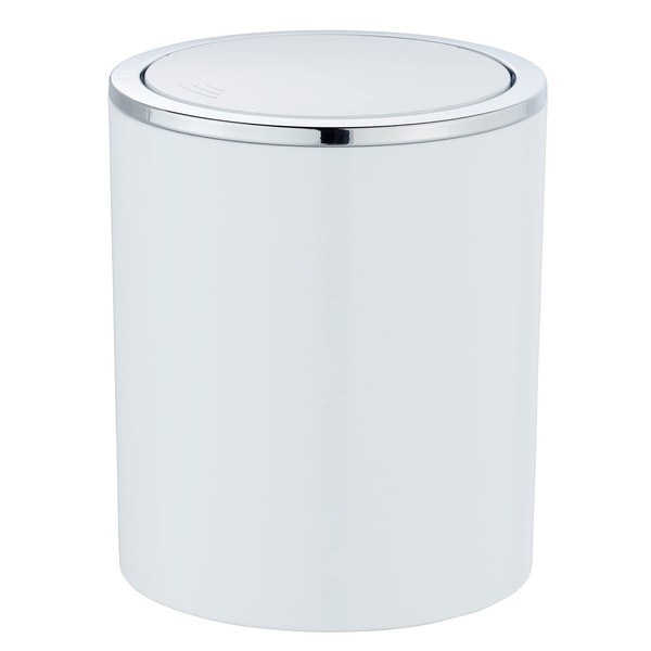 WENKO Inca White Swing Lid Bin, Waste Bin with Swing Lid, Capacity: 2 litres, ABS Plastic, 14 x 16.8 x 14 cm, White