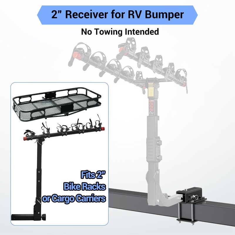 Ohuhu Bolt-on RV Bumper Hitch Receiver Adapter Fits 4-4.5" Beam,