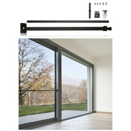 Greatim GT-DB006 Sliding Door Security Lock Bar, Child Proof Sliding Door Lock Bar with Anti Lift Lock, Adjustability Bar Lock Fits Most Sliding Glass Doors and Windows (19"- 51" on 3 Bars) Black