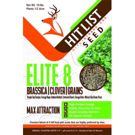 HIT LIST SEED® Elite 8 Fall Food Plot Seeds for Deer [ANNUAL MIX] - Deer Food Plot Seed - Deer Plot Seed Mix - Turnip, Radish, Brassica, Clover, Wheat, Rye, Oats, Peas - Fall Planting -10 lbs 1/2 Acre